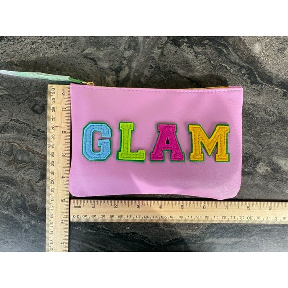 Colorful Faux Leather Glam Zipper Bag Travel Pouch Cosmetics Bag Storage - Picture 5 of 5